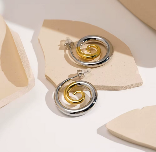 Aretes en relieve dos tonos